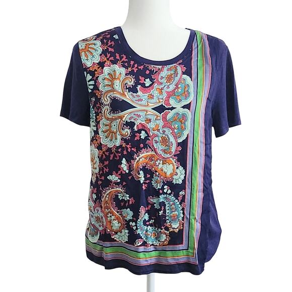 Maeve for Anthropologie Maddie Printed Paisley Top | Purple Multicolor | Size S - Picture 4 of 10
